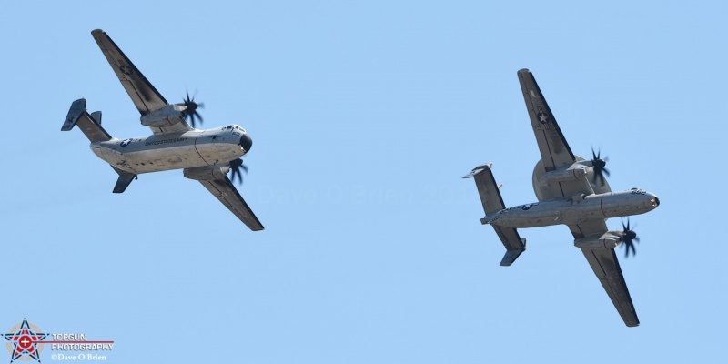 Friday Static Arrival
E-2 Hawkeye and a C-2 Greyhound in the overhead break 
