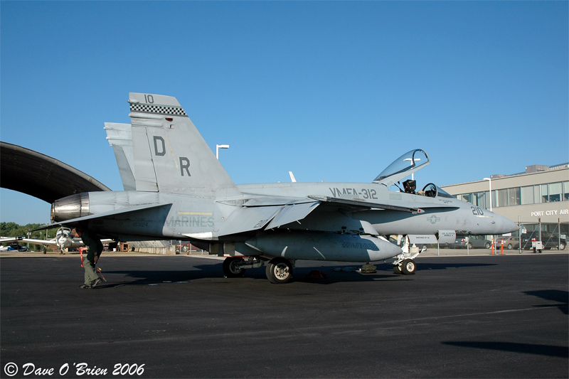 4 Ship of Hornets
F/A-18A / 163124	
VMFA-312 / MCAS Beaufort

8/4/06
Keywords: Military Aviation, KPSM, Pease, Portsmouth Airport, F/A-18A, VMFA-312