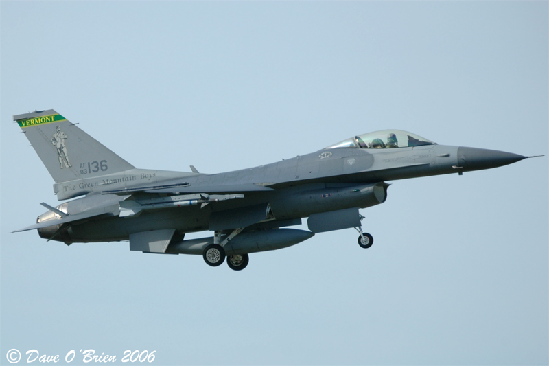 MAPLE31
F-16C / 83-1136	
134th FS / Burlington, Vt
9/6/06 
