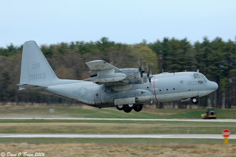 Marine Herc working RW16
KC-130F / 149803	
VMGRT-253 / NAS Brunswick

5/1/06
Keywords: Military Aviation, KPSM, Pease, Portsmouth Airport, KC-130F, VMGRT-253