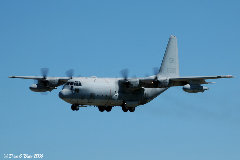 Marine Herc working RW34
KC-130F / 148896	
VMGRT-253 / NAS Brunswick

4/28/06
Keywords: Military Aviation, KPSM, Pease, Portsmouth Airport, KC-130F, VMGRT-253