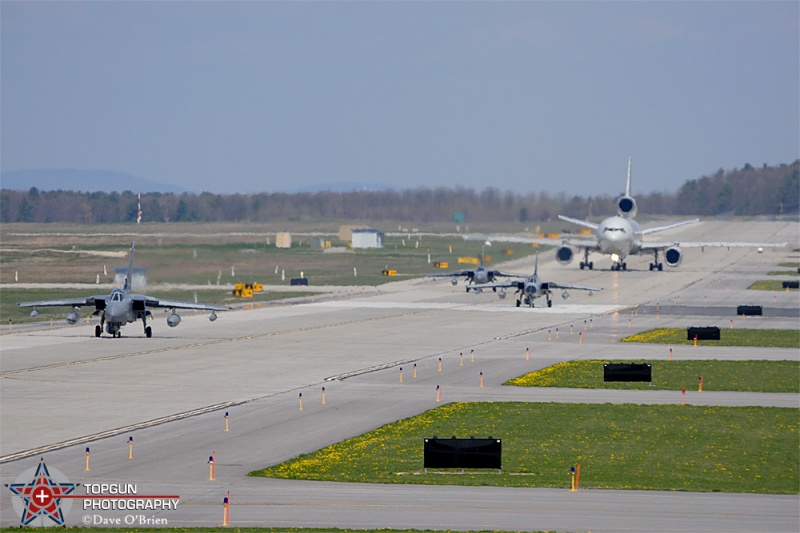 Ascot 22 flight taxing for departure
ASCOT22 / Tornado GR-4	
ZA556 / 12 sq
ASCOT23 / Tornado GR-4	
ZA393 / 15 ®sq
OMEGA91	
KDC-10-40 / N974VV
Omega Air Inc
5/1/08
Keywords: Military Aviation, KPSM, Pease, Portsmouth Airport, RAF, Tornado GR-4