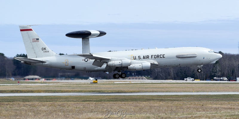 SCOUT70 working RW16 
E-3G / 75-0559	
552nd ACW / Tinker AFB
4/15/23 
Keywords: Military Aviation, KPSM, Pease, Portsmouth Airport, E-3 Sentry, 552nd ACW