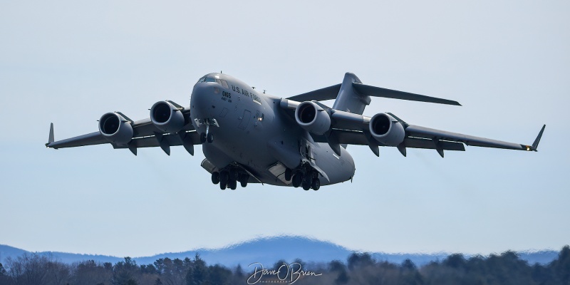 RHINO90 departing Bangor Int
C-17A / 99-0165	
89th AS / Wright-Patt
3/25/23
Keywords: Military Aviation, KPSM, Pease, Portsmouth Airport, C-17, 89th AS