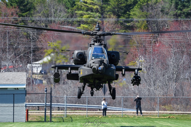 Army Apache arriving and departing Spaulding HS for JRROTC 
AH-64D / 10-05624	
1-14rh AVN / Ft Drum
4/20/23 
Keywords: Military Aviation, US Army Aviation, AH-64D Apache, Spaulding HS ROTC