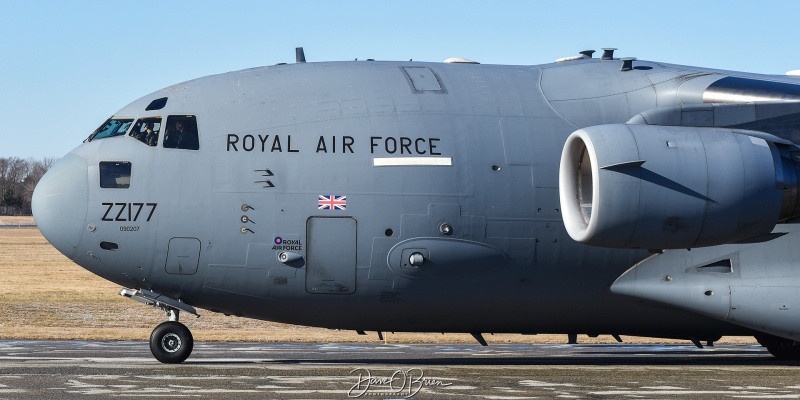 ASCOT6646
ZZ177 / C-17A	
24/99sq /  RAF Brize Norton
1/15/24
Keywords: Military Aviation, KPSM, Pease, Portsmouth Airport, RAF, C-17A, 24th Squadron