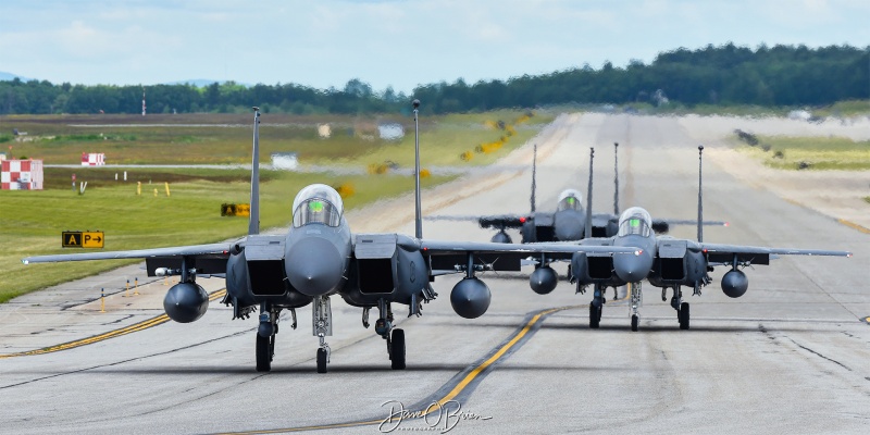 BREAD11-13 Flight taxiing up to RW34
F-15E / 88-1672	
334th FS / Seymour Johnson AFB
6/8/23
Keywords: Military Aviation, KPSM, Pease, Portsmouth Airport, F-15E, 334th FS, 4th FW
