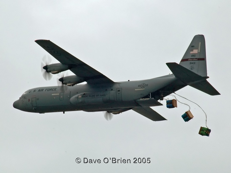 Saturday C-130J performing a cargo drop
