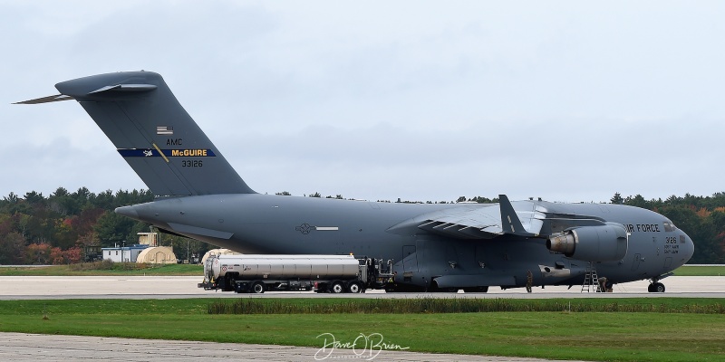 REACH169 refueling to take off.
C-17	/ 03-3126	
6th AS / McGuire
10/10/21
Keywords: Military Aviation, PSM, Pease, Portsmouth Airport, C-17A Globemaster, 6th AS