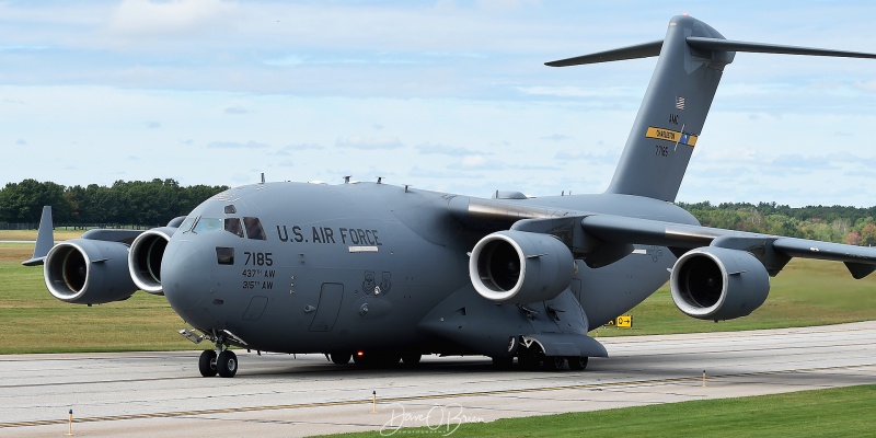 REACH853	taxing up to RW34
C-17A / 07-7185	
437th AW / Charleston
9/25/21
Keywords: Military Aviation, PSM, Pease, Portsmouth Airport, C-17 Globemaster, 437th AW