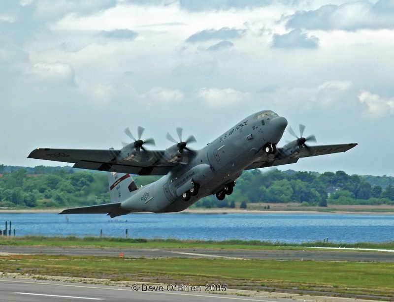 Home unit, C-130J on short take off
