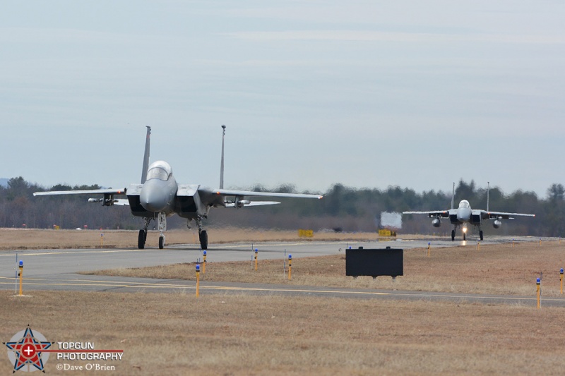 KILLER flight returning to the ramp 
F-15D / 85-0133
104th FW / Barnes ANGB
2/23/16
Keywords: Military Aviation, KBAF, Barnes ANGB, Westfield Airport, F-15C, 104th FW