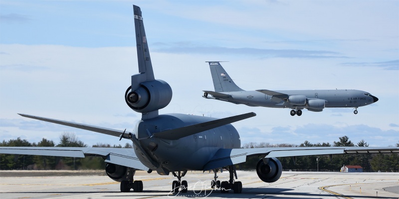 KC-10 holds short as a home based KC-135 lands 4/18/18
