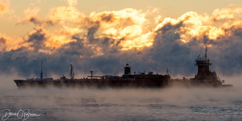 Sea Smoke at Whaleback Lighthouse 12/28/17
Sea Smoke happens on the ocean when the air temperature is colder than the water. This usually only happens when the temps get close to zero F or below zero. 
