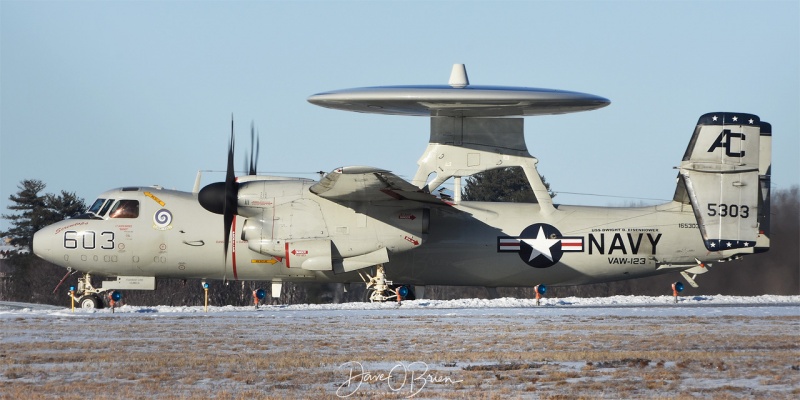 E-2C II Hawkeye takes RW 34 as it heads back to NAS Norfolk 1/25/18
E-2C II	VAW-123	NAS Norfolk	AG-603	165303	A52-176

