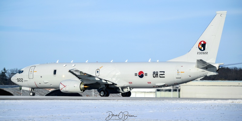 NAVY77024
230922 / P-8A	
RoK Navy / Republic of S. Korea
1/22/24
Keywords: Military Aviation, KPSM, Pease, Portsmouth Airport, RoK Navy, P-8A Poseidon