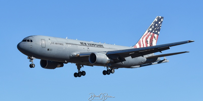 PACK83 aka "Peggy" landing RW34
17-46034 / KC-46A	
157th ARW / Pease ANGB
2/3/24
Keywords: Military Aviation, KPSM, Pease, Portsmouth Airport, KC-46A Pegasus, 157th ARW