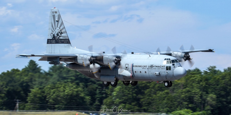 NAF34 Royal Netherlands Air Force flight.
C-130H / G-781	
336sq / Eindhoven, Holland
7/24/22 
Keywords: Military Aviation, KPSM, Pease, Portsmouth Airport, C-130, RNLAF