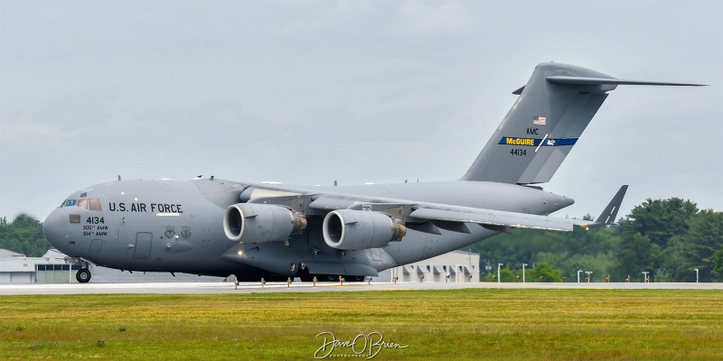 REACH129
C-17A / 04-4134	
6th AS / McGuire
6/6/23
Keywords: Military Aviation, KPSM, Pease, Portsmouth Airport, C-17, 6th AS