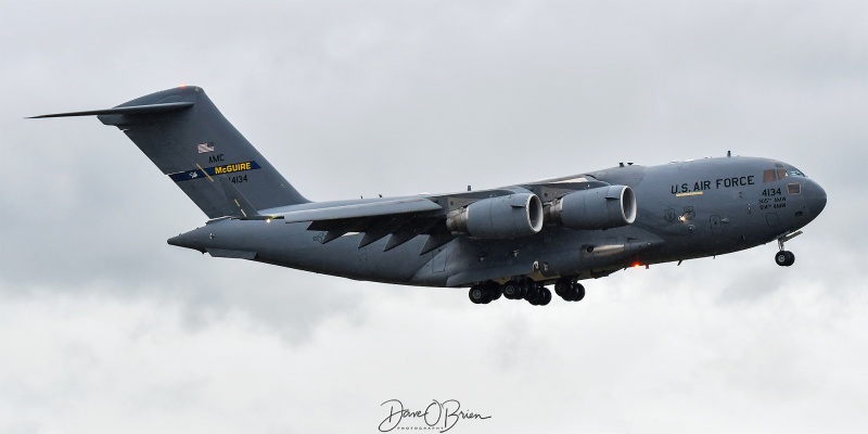 REACH129
C-17A / 04-4134	
6th AS / McGuire
6/2/23
Keywords: Military Aviation, KPSM, Pease, Portsmouth Airport, C-17,