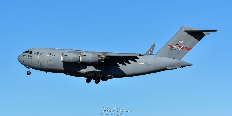 REACH1832
00-0182 / C-17A	
167th AS / Martinsburg ANGB, WV
4/4/25
Keywords: Military Aviation, KPSM, Pease, Portsmouth Airport, C-17, 167th AS