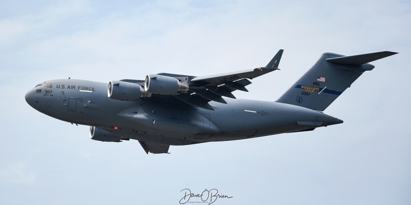 REACH321
C-17A / 03-3117	
183rd AS / Thompson Field ANGB, MS
7/29/23
Keywords: Military Aviation, KPSM, Pease, Portsmouth Airport, C-17, 183rd AS