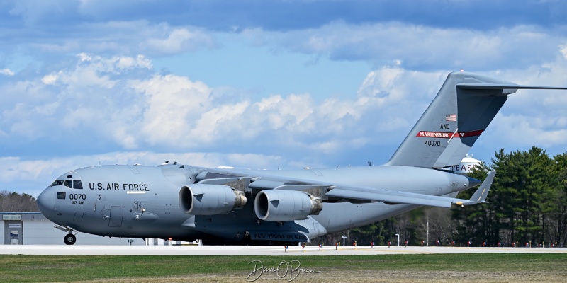 REACH436
94-0070 / C-17A	
167th AS / Martinsburg ANGB, WV
4/23/26
Keywords: Military Aviation, KPSM, Pease, Portsmouth Airport, C-17, 167th AS