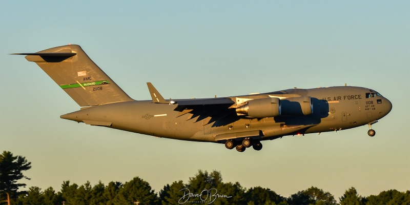 REACH897 landing RW16
02-1108 / C-17A	
62nd AW / JB Lewis–McChord, WA
8/26/25
Keywords: Military Aviation, KPSM, Pease, Portsmouth Airport, C-17, 62nd AW