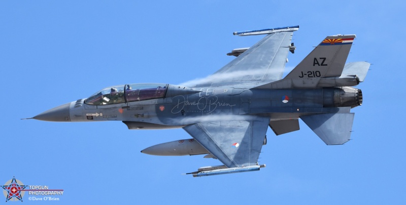 F-16BM, AZ ANG flexes over the raceway.
J-0210 / 148th TFTS (training unit for the RNLAF) 
AZ ANG, Tucson
