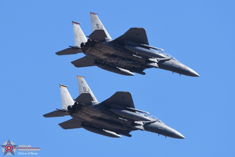 2 shipp F-15E Strike Eagles in an overhead
88-1671 (336th FS) & 90-0230 (333rd FS) 4th FW
Seymour Johnson AFB
