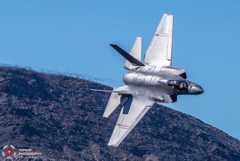 F-35C / VX-9 Vampires - XE-105 / 168842
VAMPIRE 12 follows his leader diving over the photogs on Pano
Keywords: Star Wars Canyon, Low Level, Jedi Transition, Edwards AFB, Panamint Springs, Death Valley, USAF, US Navy, US Marines, F-35C