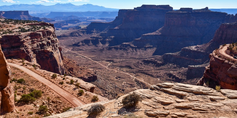 Shafer Canyon Trail 
Winding Road only taken by 4x4's down into the canyon. Not for those afraid of heights!
10/6/25
Keywords: Moab UT, Canyonlands National Park, Shafer Trail