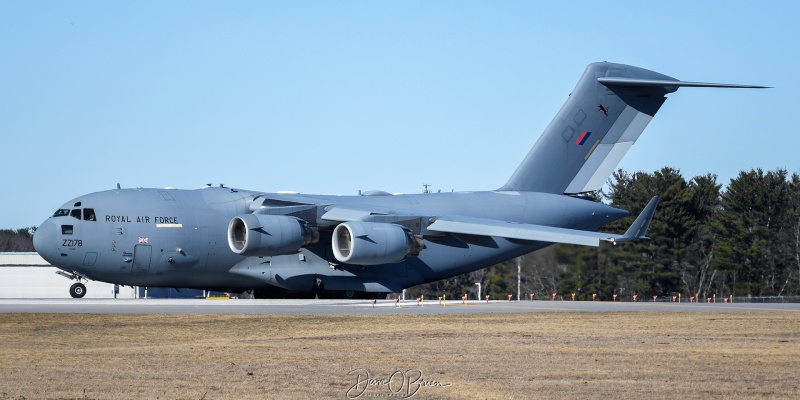 ASCOT6650
C-17A / ZZ178	
24/99sq / Brize Norton
4/2/23 
Keywords: Military Aviation, KPSM, Pease, Portsmouth Airport, RAF, C-17A