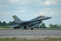 VT F-16 lands for display on ramp