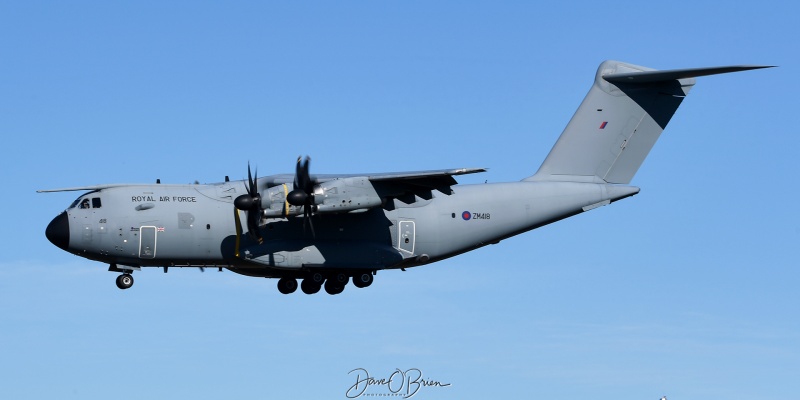 ASCOT4504 comes in to clear customs and get fuel
A400M / ZM418	
24/30/70sq / Brizton Norton
9/24/22 
Keywords: Military Aviation, KPSM, Pease, Portsmouth Airport, RAF, A400